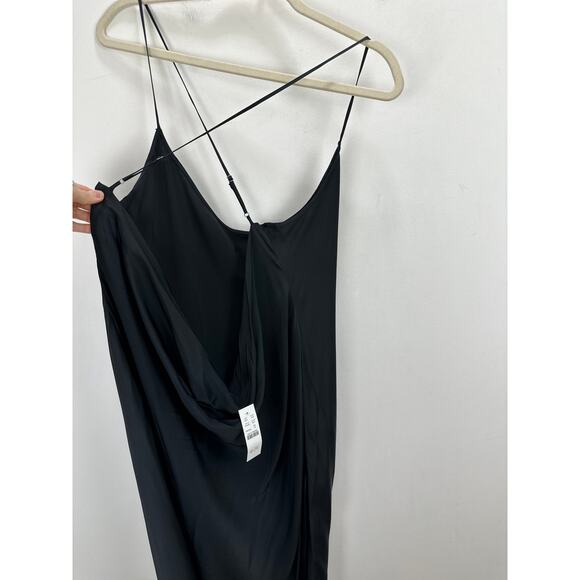 J.Crew Collection Cowlback Slip Dress Satin Viscose Evening Long Black US 18 NWT - Picture 8 of 12